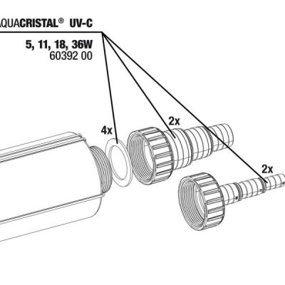 JBL ProCristal UV-C Hosetail kit - Комплект концевиков для шлангов с уплотнительными прокладками к JBL ProCristal UV-C, 4 шт