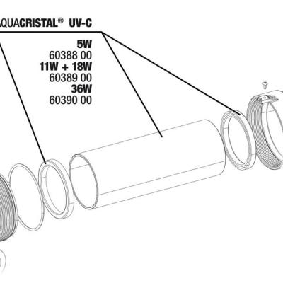JBL ProCristal UV-C Glass cylinder with reflector 11/18W - Сменная стеклянная колба с рефлектором для JBL ProCristal UV-C 11/18 Вт