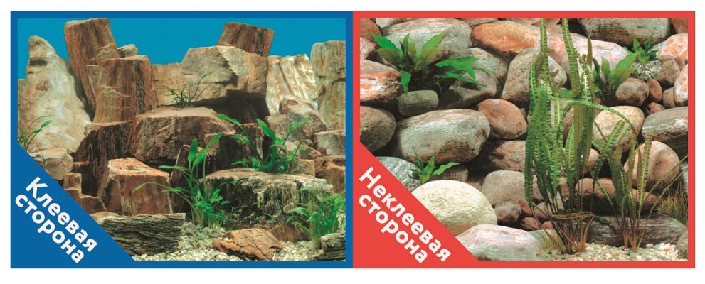 Фон для аквариума Prime самоклеющийся Каменная терасса/Каменный рельеф 30x60см