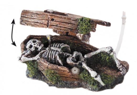 Декорация Europet Bernina "Гроб со скелетом" с подвижным элементом 14,5х9х7см