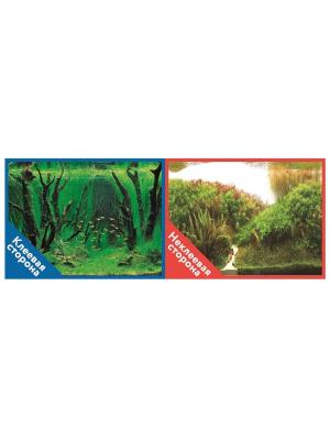 Фон для аквариума Prime самоклеющийся Коряги с растениями/Растительные холмы 30x60см