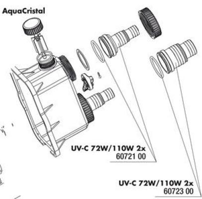 JBL UV-C 72/110W hose tails 2 - Штуцеры 508 мм для присоединения шлангов к УФ-стерилизаторам AquaCristal UV-C 72/110W 2 шт.