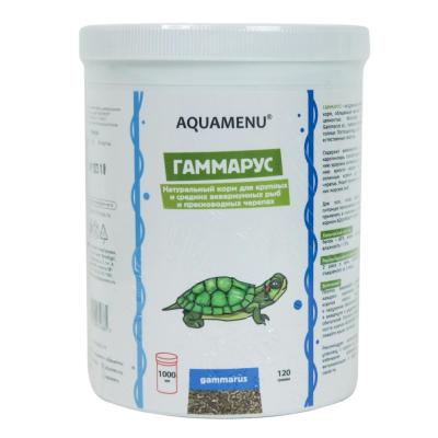 Натуральный корм Гаммарус АкваМеню для крупных и средних аквариумных рыб и пресноводных черепах 1000 мл.