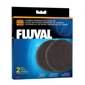 Губка угольная для удаления примесей из воды для  фильтров FLUVAL FX5/FX6, 2 шт/уп